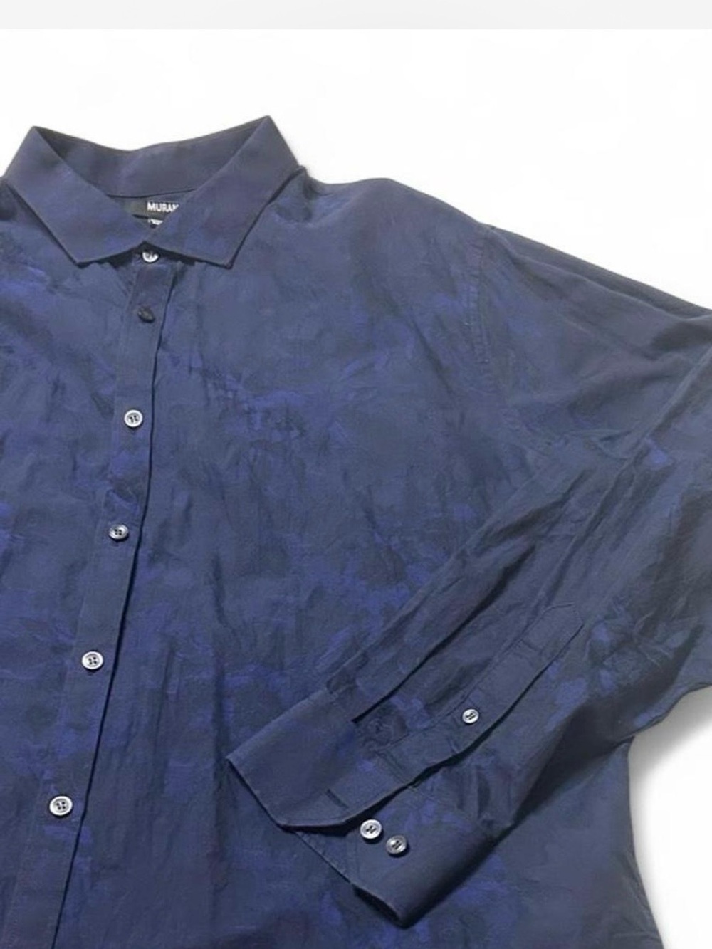 Murano Men's Dark Navy Textured Button-Up Shirt